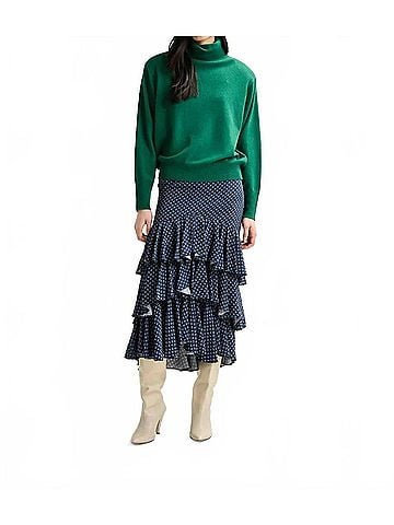 Essentiel Antwerp Ilana Tiered Ruffle Midi Skirt in Black (view 2)