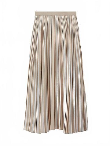 Reiss Lexie Striped Pleated Midi Skirt in Nuetral (view 1)