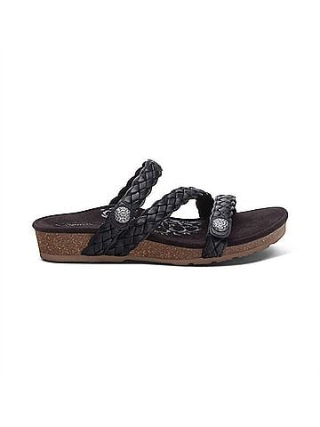 Aetrex Women's Josie Braided Slide in Black (view 1)
