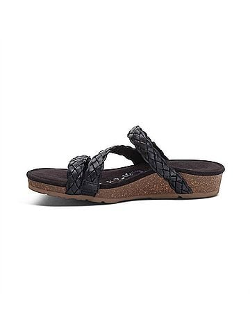 Aetrex Women's Josie Braided Slide in Black (view 2)