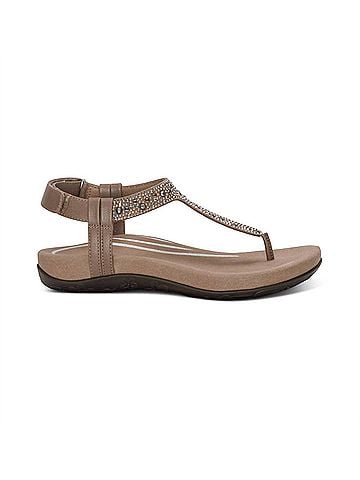 Aetrex Women's Slingback Thong Sandal in Taupe (view 1)