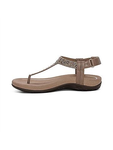 Aetrex Women's Slingback Thong Sandal in Taupe (view 2)