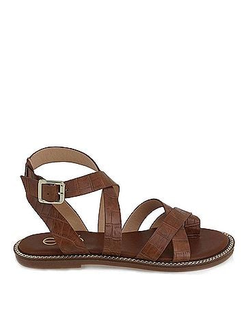 exe Women's Alexia-100 Flat Strappy Sandal in Tan (view 1)