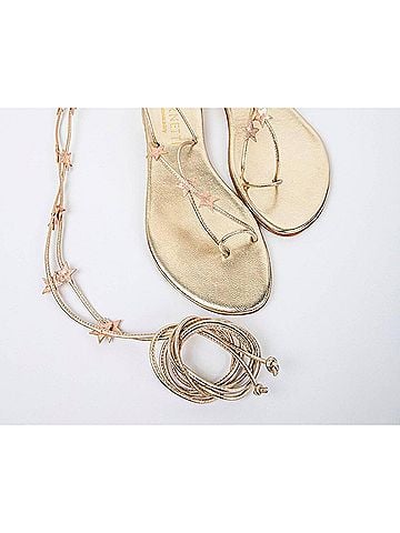 Cornetti Women's Stellina Wrap Up Sandal in Gold (view 2)