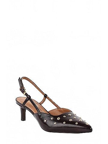Seychelles Women's Crawford Slingback Pointed Toe Kitten Heel Pump in Dark Brown (view 1)