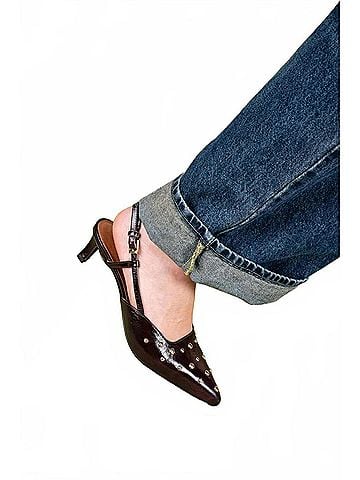 Seychelles Women's Crawford Slingback Pointed Toe Kitten Heel Pump in Dark Brown (view 2)