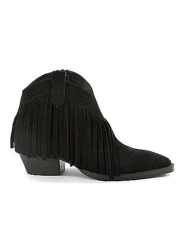 Seychelles Women's Easy Come Easy Go Fringe Booties in Black (view 1)