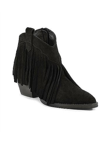 Seychelles Women's Easy Come Easy Go Fringe Booties in Black (view 2)