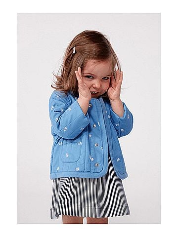 Petit Bateau Floral Quilted Jacket in Blue (view 2)