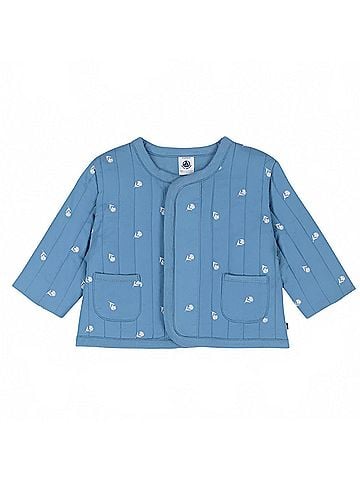Petit Bateau Floral Quilted Jacket in Blue (view 1)