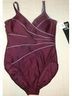 Miraclesuit Solid Burgundy One Piece Swimsuit Size 18 - photo 3