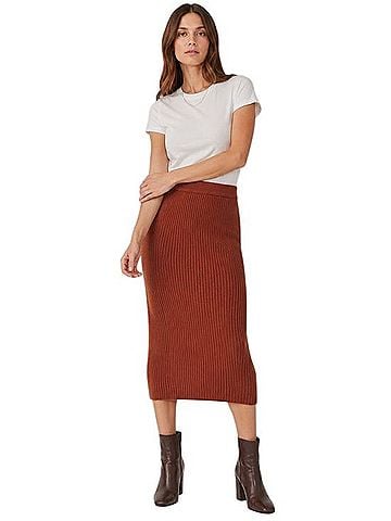 7 For All Mankind Ribbed Knit Midi Skirt Casual Skirt (view 1)