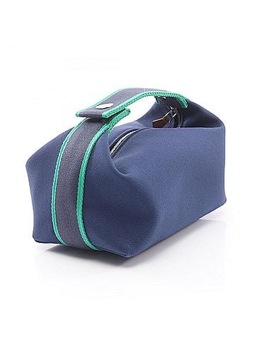 Hermès Hermes Bride à Brac PM Handbag, Canvas, Women's, Navy/Green, H104222M (view 2)