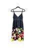 Theory 100% Silk 100% Silk Floral Multi Color Black Cocktail Dress Size 8 - photo 1