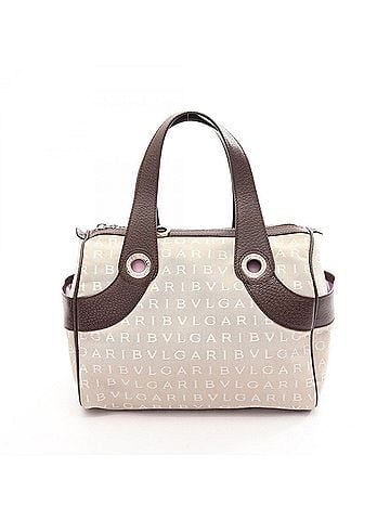 Bvlgari Bulgari BVLGARI Logomania Handbag, Canvas and Leather, Women's, Beige/Brown (view 1)