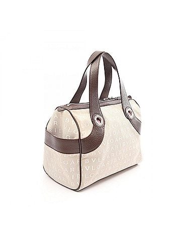Bvlgari Bulgari BVLGARI Logomania Handbag, Canvas and Leather, Women's, Beige/Brown (view 2)