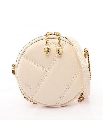 Bvlgari Bulgari BVLGARI Serpenti Cabochon Mini Pochette Shoulder Bag Handbag Leather Women's Ivory (view 1)