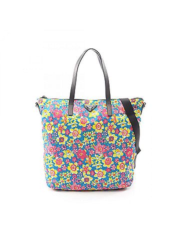 Prada Prada TESSUTO STAMPAT Floral 2-Way Tote Bag/Handbag, Nylon & Saffiano Leather, Women's, Multicolor (view 1)