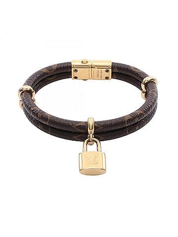 Louis Vuitton Louis Vuitton Keep It Twice Bracelet - Gold Plated Coated Canvas Women's Gold/Brown Tones (view 1)