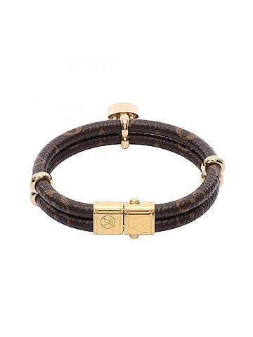 Louis Vuitton Louis Vuitton Keep It Twice Bracelet - Gold Plated Coated Canvas Women's Gold/Brown Tones (view 2)