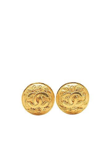 Chanel Chanel Vintage Coco Mark Round Earrings, Gold Plated, Women's CHANEL (view 1)