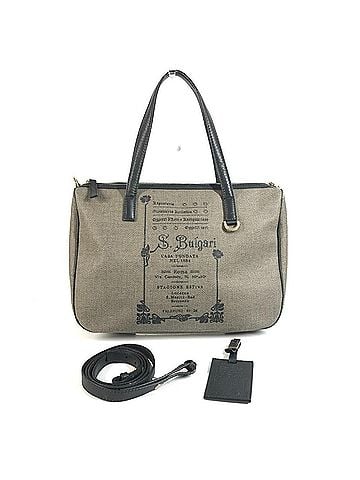 Bvlgari BVLGARI Collezione S.Bulgari Logo Handbag, Crossbody Bag, 2-Way Tote Shoulder Leather, Men's & Women's, Gray (view 1)