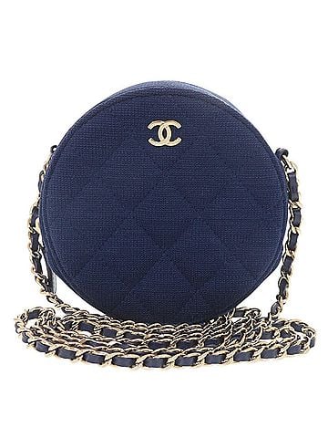 Chanel Like New Chanel Coco Mark Matelassé Round Cotton Shoulder Bag, Serial Number 28, Gold Hardware, Blue Chain 1658CHANEL (view 1)