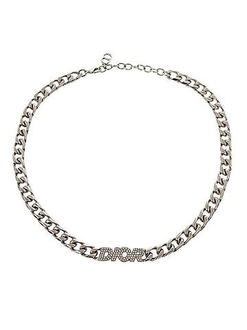 Christian Dior Christian Dior Excellent condition Dior chain link brass rhinestone silver necklace 1713Dior (view 1)