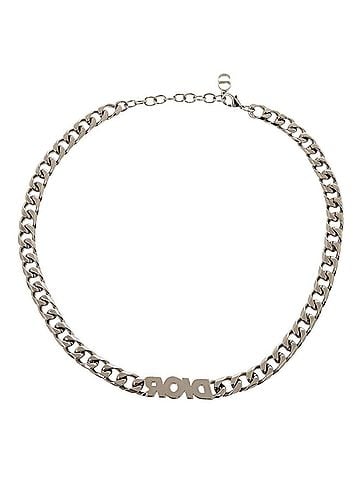 Christian Dior Christian Dior Excellent condition Dior chain link brass rhinestone silver necklace 1713Dior (view 2)