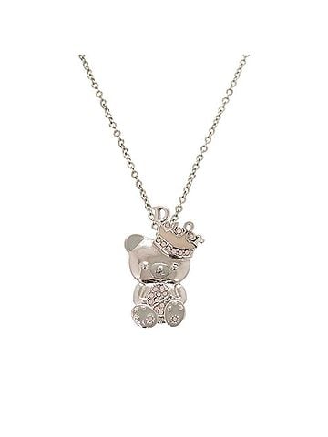 Christian Dior Christian Dior Teddy Bear Crown Metal Silver Necklace 1642 (view 1)