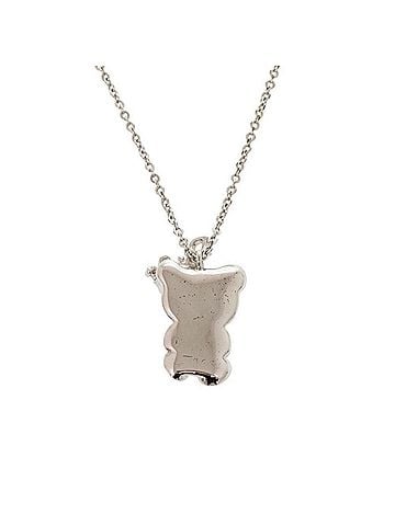Christian Dior Christian Dior Teddy Bear Crown Metal Silver Necklace 1642 (view 2)