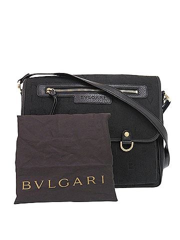 Bvlgari Excellent condition Bulgari Logomania canvas black shoulder bag 0569BVLGARI (view 2)