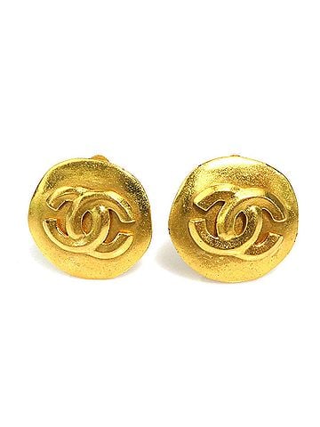 Chanel Chanel earrings, Coco Mark design, metal, gold, women's, e61890j (view 1)