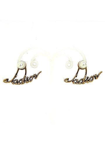 Christian Dior Christian Dior earrings, Ja Dior, metal, faux pearl, gold, women's, h32218k (view 1)