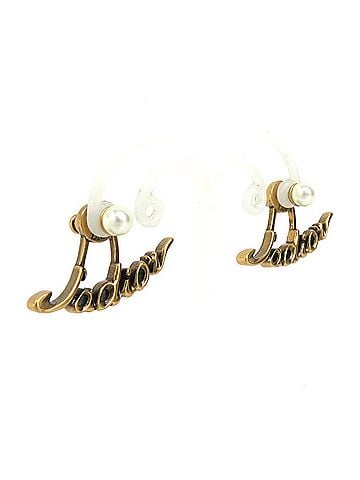 Christian Dior Christian Dior earrings, Ja Dior, metal, faux pearl, gold, women's, h32218k (view 2)