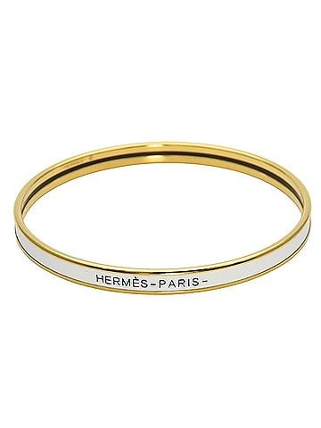 Hermès Hermes Bracelet Uni Enamel Metal White Gold Plated Bangle Women's HERMES (view 2)