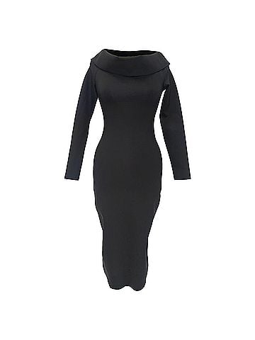The Row The Row Knit Off Shoulder Nania Dress in Black Nylon (view 1)