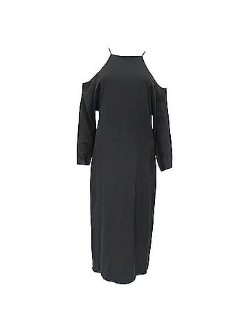 The Row The Row Cutout Shoulder Midi Dress in Black Viscose (view 1)