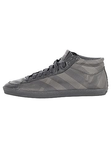 Burberry Burberry Check-Print High-Top Sneakers in Grey Coated Canvas (view 2)
