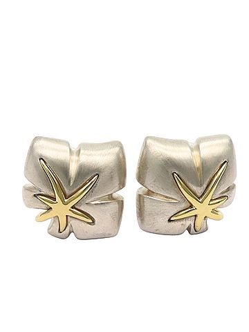 Tiffany & Co. Tiffany & Co. Maple Leaf Earrings, Sterling Silver 925 18K Yellow Gold Combination, Women's. (view 2)