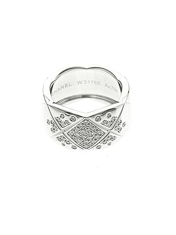 Chanel Chanel Coco Crush Ring Large Model Diamond White Gold (18K) Fashion Diamond Band Ring Silver (view 2)