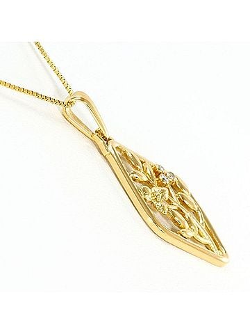 Unbranded 18K (18-karat) Yellow Gold (YG) Necklace with Diamonds, Total Weight Approx. 4.1g, 40cm, Jewelry (view 2)