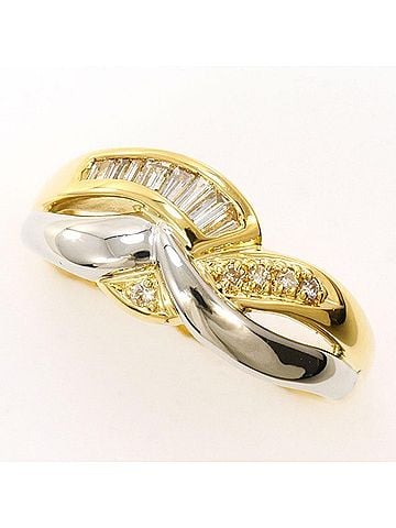 Unbranded PT850 Platinum 18K Yellow Gold Ring with 0.2g Diamond, Total Weight Approx. 4.9g, Jewelry (view 1)