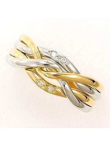 Unbranded PT900 Platinum 18K Yellow Gold Ring with Diamond, Total Weight Approx. 6.0g, Jewelry (view 1)