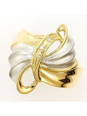 Unbranded PT900 Platinum 18K Yellow Gold Ring with 0.02mm Diamond, Total Weight Approx. 5.2g, Jewelry (view 1)