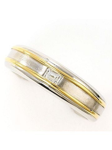 Unbranded PT900 Platinum 18K Yellow Gold Ring with Diamond, Total Weight Approx. 4.8g, Jewelry (view 1)
