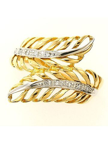 Unbranded PT900 Platinum 18K Yellow Gold Ring with 0.05 Carat Diamond, Total Weight Approx. 4.9g, Jewelry (view 1)