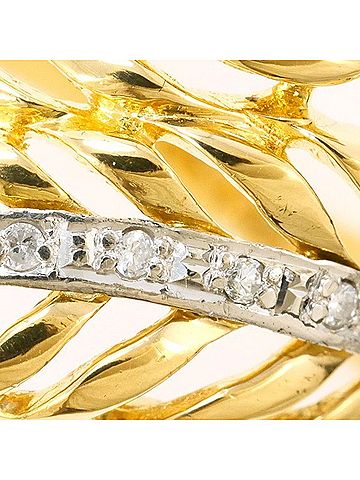 Unbranded PT900 Platinum 18K Yellow Gold Ring with 0.05 Carat Diamond, Total Weight Approx. 4.9g, Jewelry (view 2)