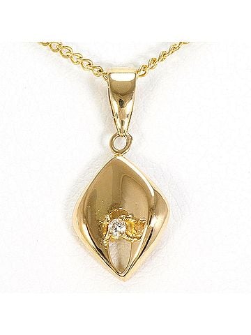 Unbranded 18K (18-karat) Yellow Gold Necklace with Diamond (carat weight not stamped), Total Weight 2.3g, 41cm, Jewelry (view 1)