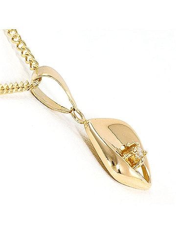 Unbranded 18K (18-karat) Yellow Gold Necklace with Diamond (carat weight not stamped), Total Weight 2.3g, 41cm, Jewelry (view 2)